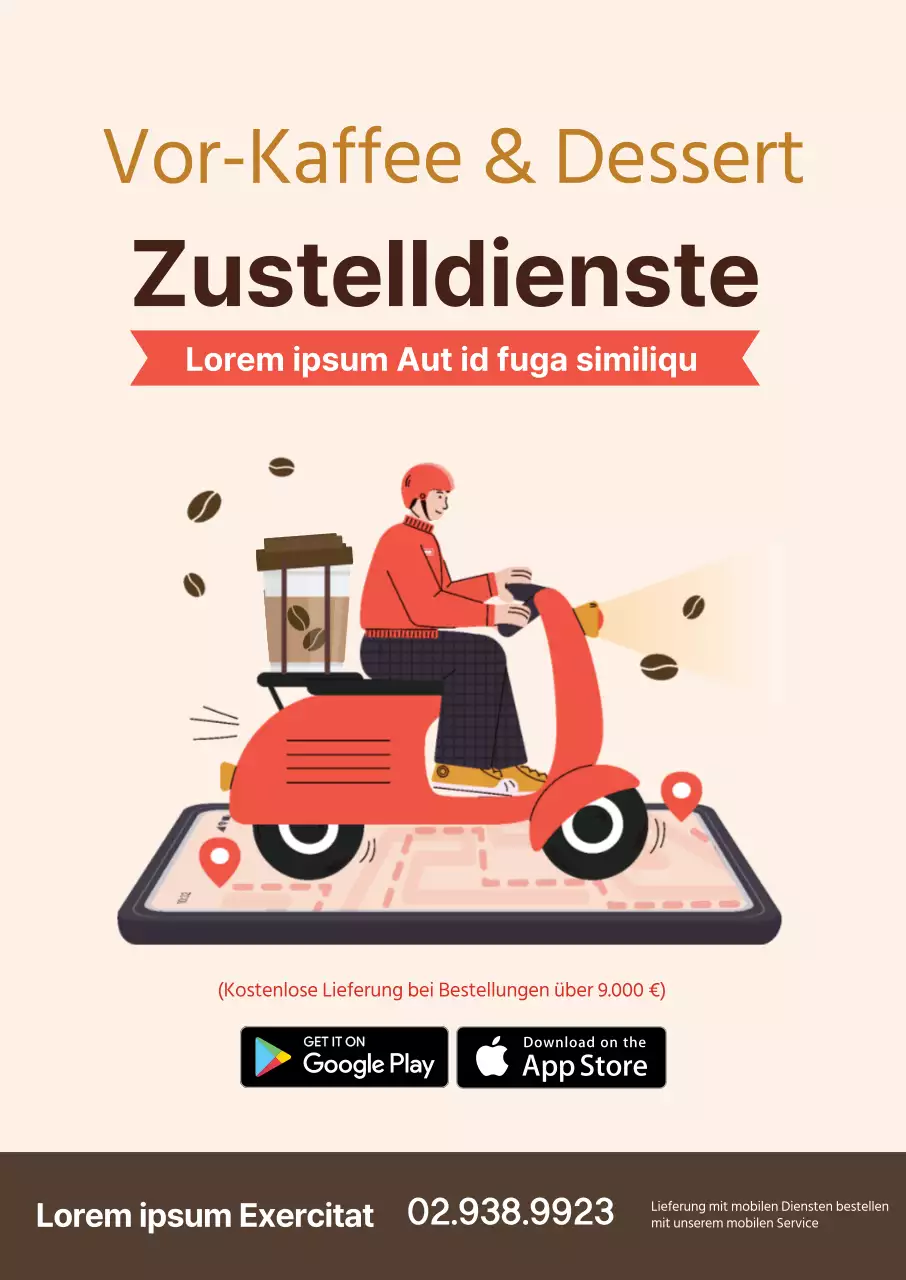 orange illustration sauber restaurant cafe kaffee lieferung lieferung förderung