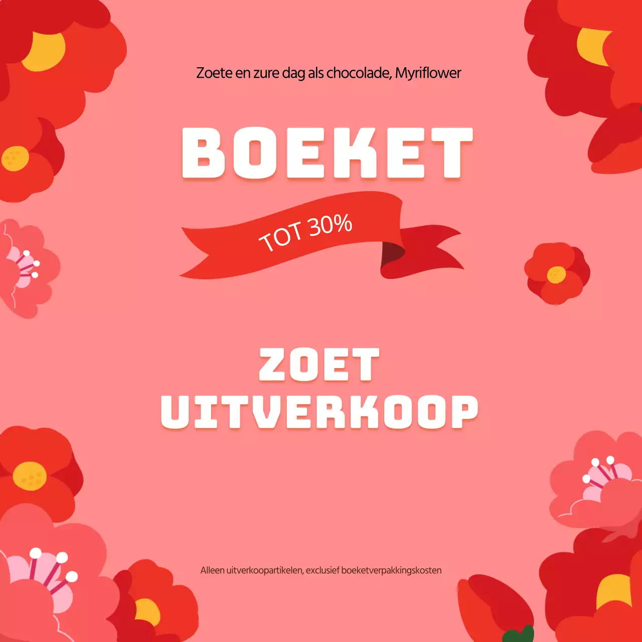 Promoot een minimalistische bloemenverkoop in roze en rood