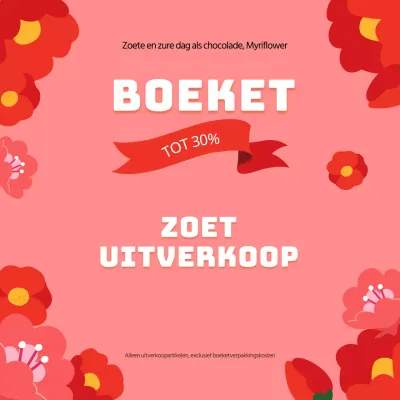 Promoot een minimalistische bloemenverkoop in roze en rood