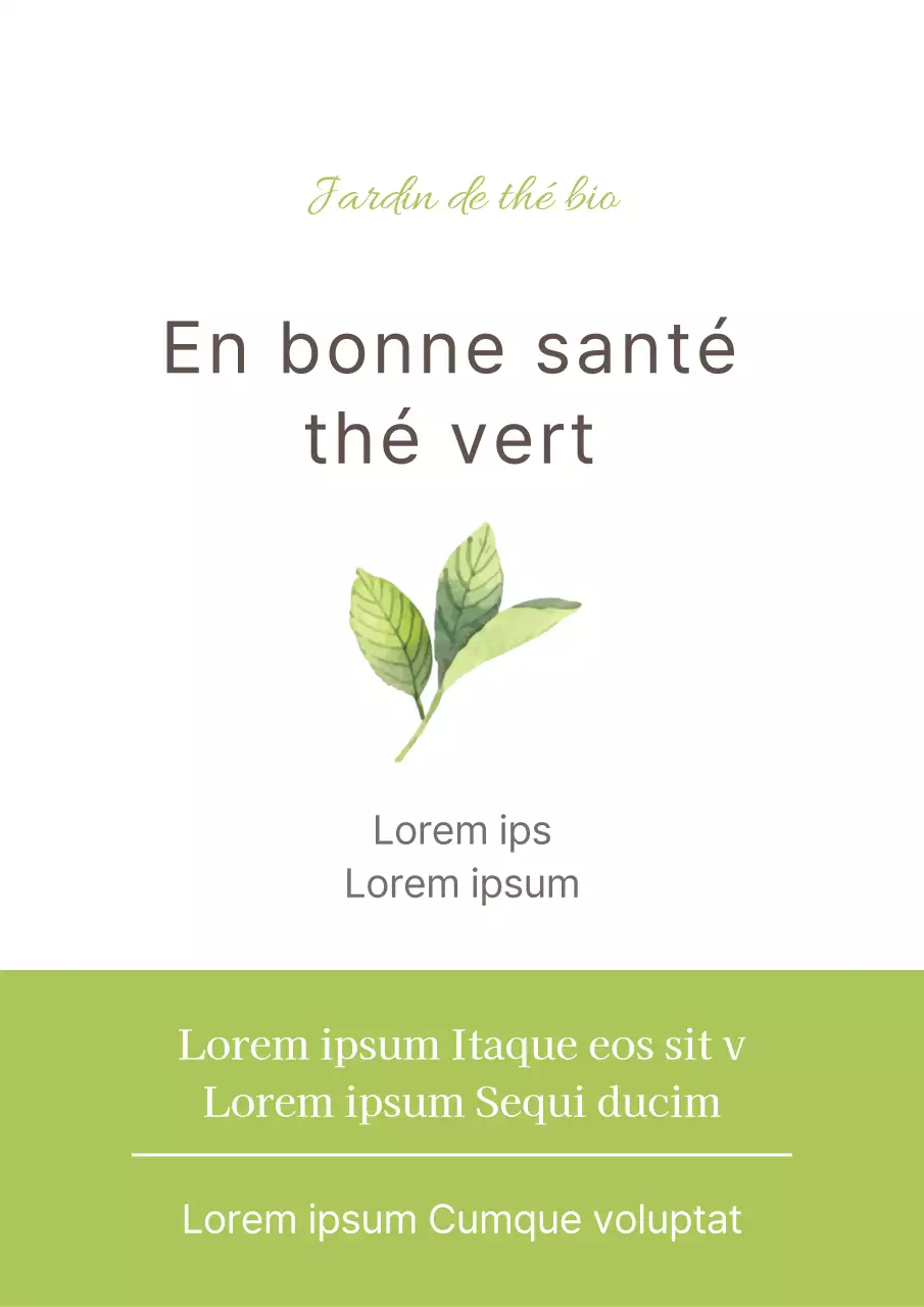 Promouvoir une simple introduction de produit de thé vert en vert clair