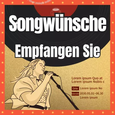 Förderung eines braunen Retro-LP-Cafés Anwendungssong-Event