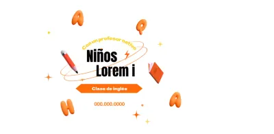 Clases de inglés para niños con un atractivo look naranja y negro