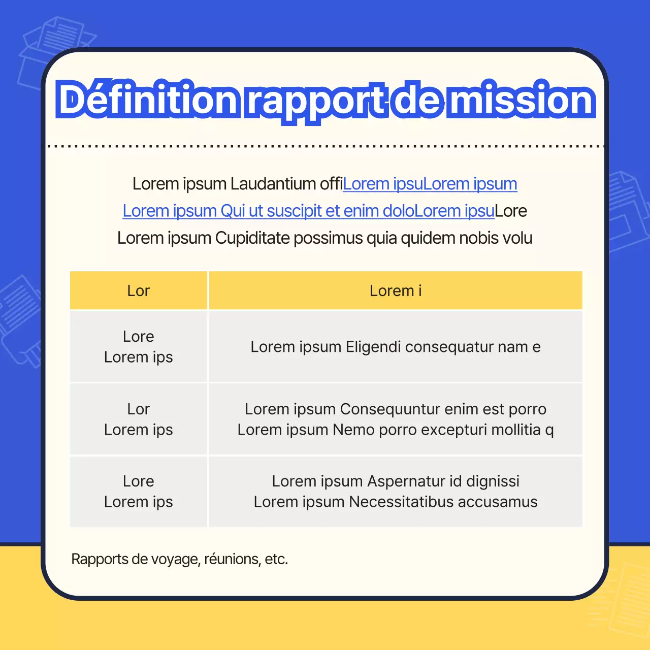 Un kit d'intégration des nouveaux employés simple, bleu et jaune