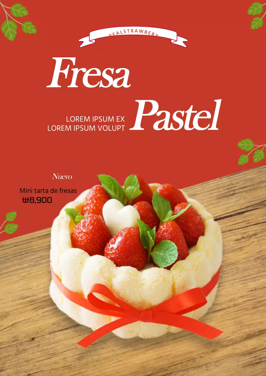 Promocionar un nuevo menú de tarta de fresas rojas
