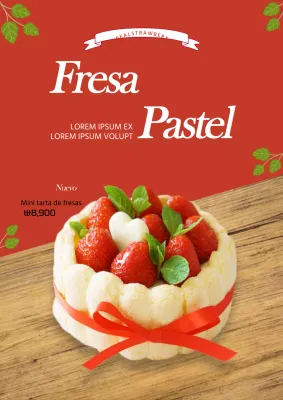 Promocionar un nuevo menú de tarta de fresas rojas