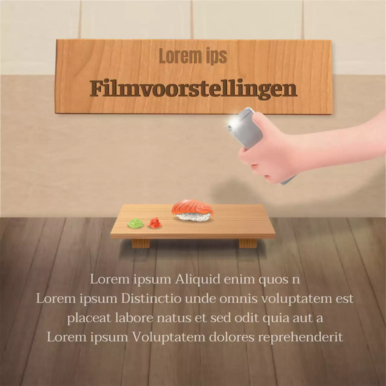 Japans restaurantconcept in marineblauw en bruin