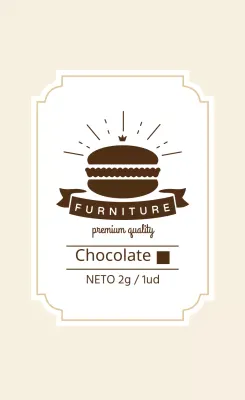 Etiqueta marrón marfil ilustrada macaron chocolate