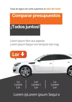 Promocionar el seguro de coche con una foto de coche naranja y gris