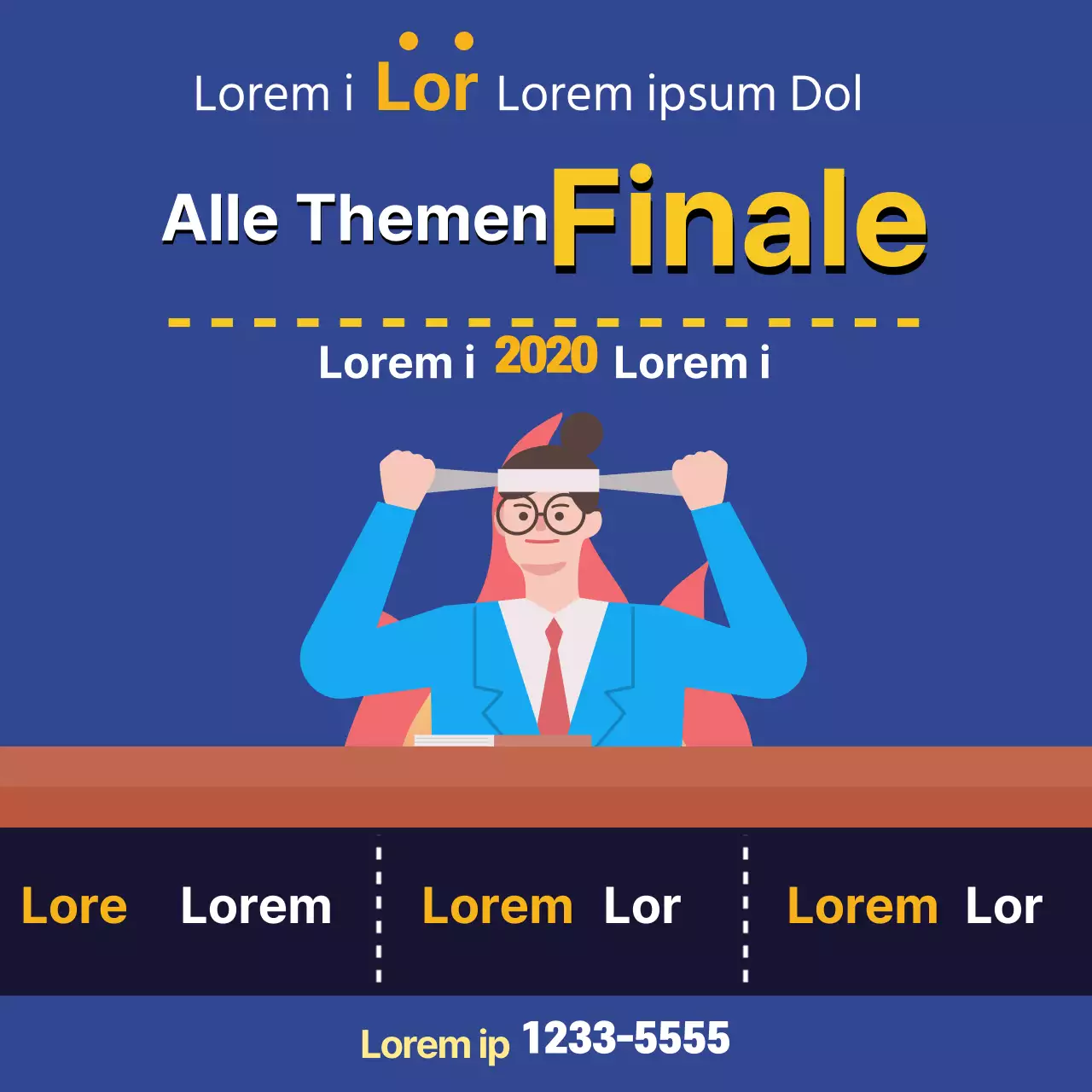 Niedliche Schulwerbung mit blauer Illustration