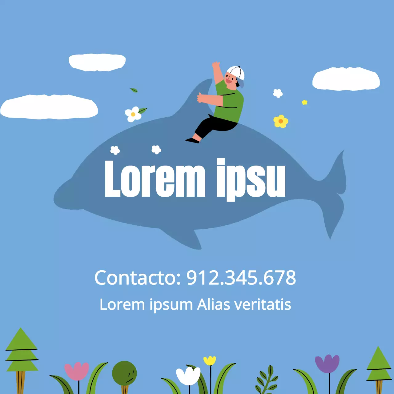 Azul lindo ilustración sala de estudio tutoría promoción