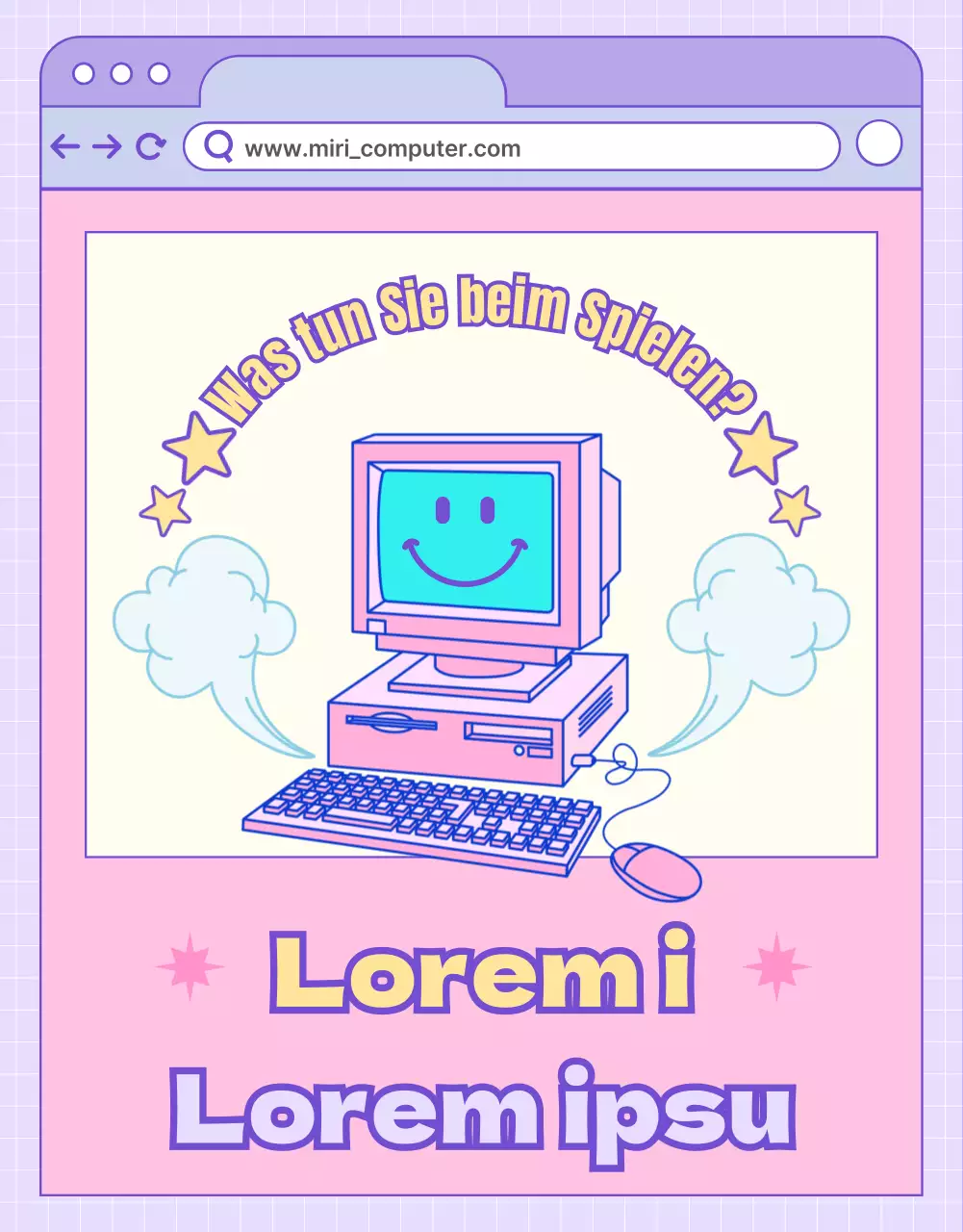 Förderung von Computerkursen mit einem rosa und lila Website-Konzept