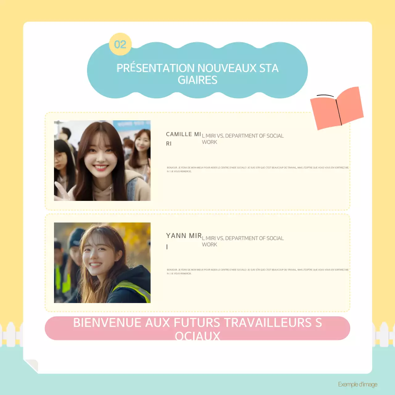 La lettre d'information jaune et menthe de notre charmant centre d'aide sociale