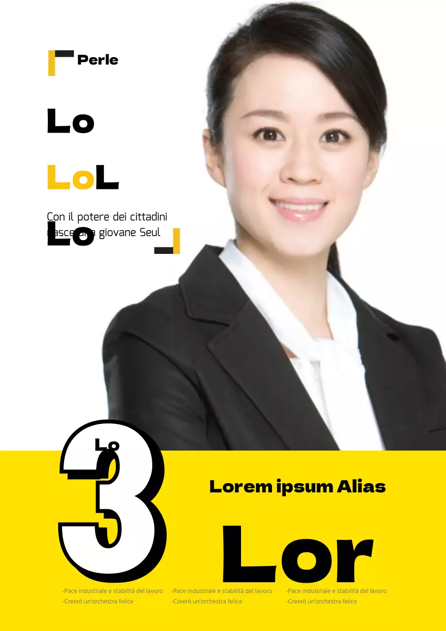 Manifesto per la campagna elettorale con un'immagine gialla e nera di una donna