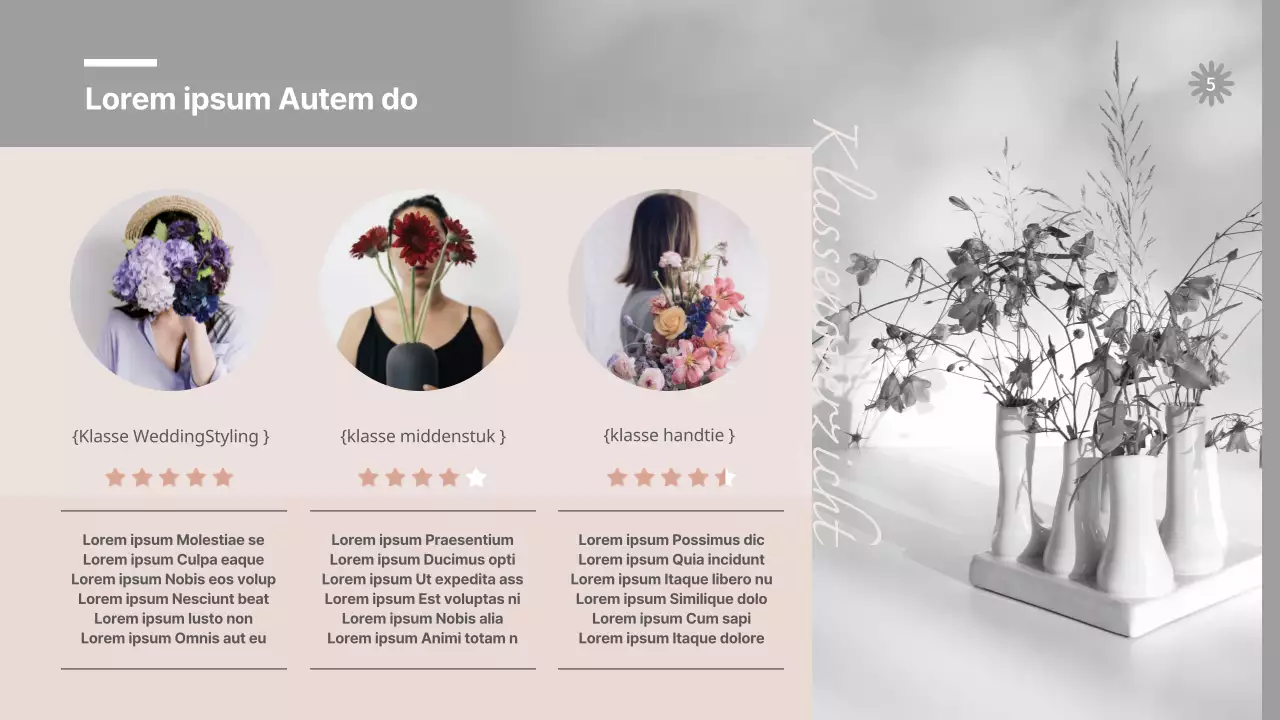 Gids voor de grijze en roze bloemen eendaagse les