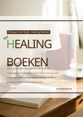 Promoot een emotioneel boekencafé met een rustgevende bruine en groene studiefoto