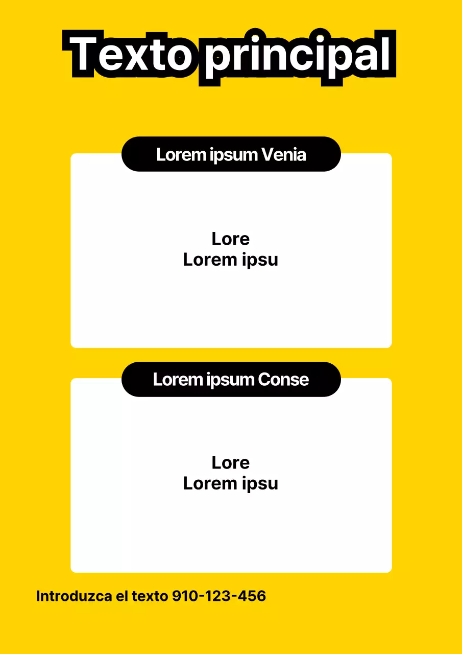 Un folleto sencillo con texto y formas en amarillo y negro