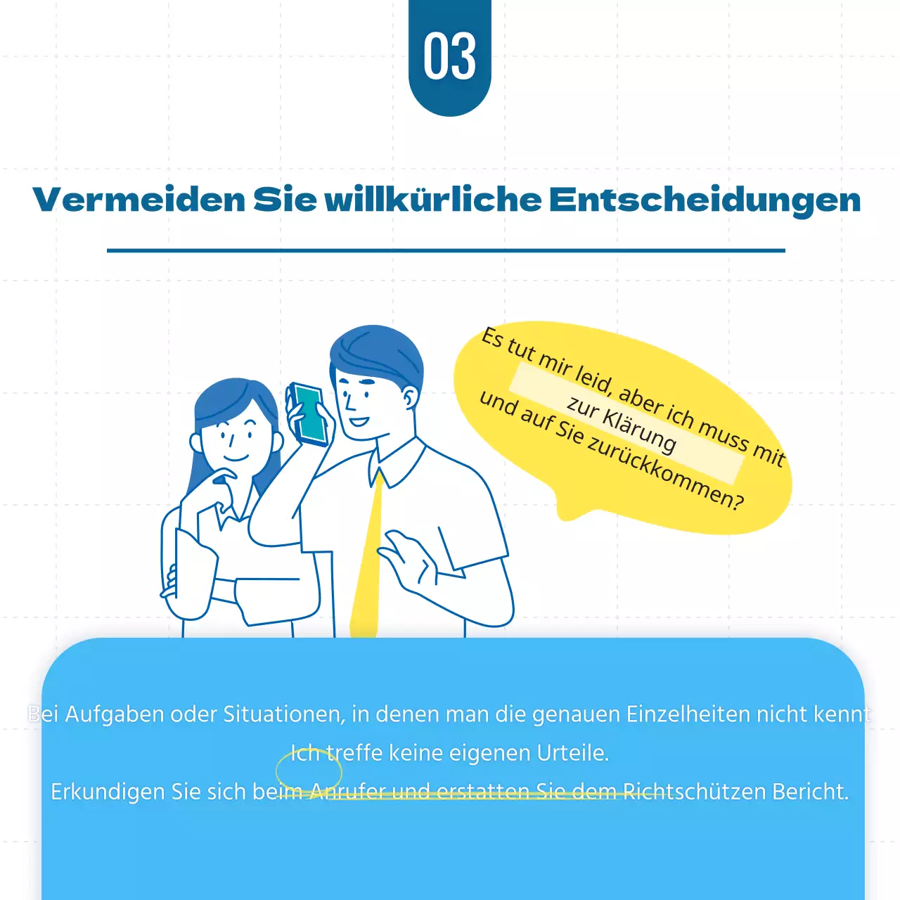 Knigge-Karte für Bürotelefone in Himmel und GelbNews