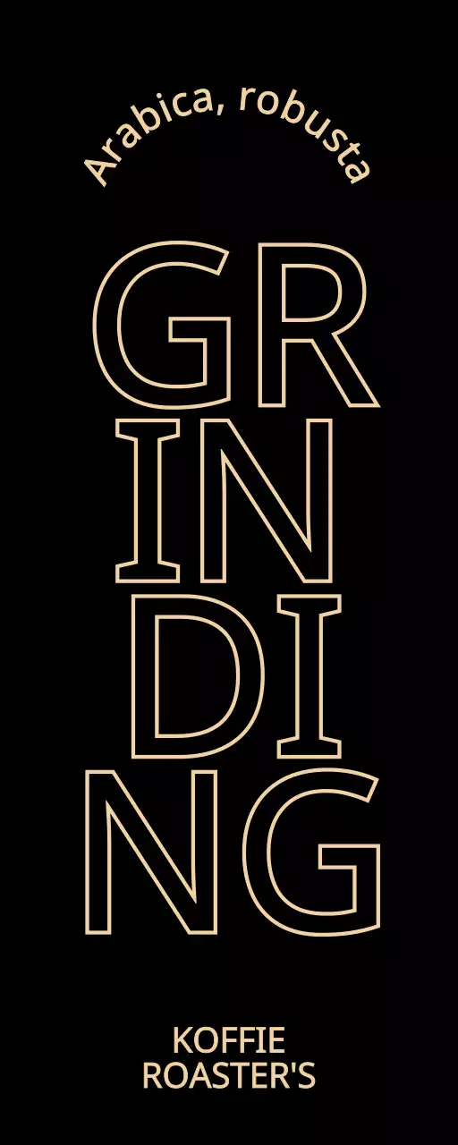 Promotie van een eenvoudig, luxe caféconcept met zwarte en beige tekst.