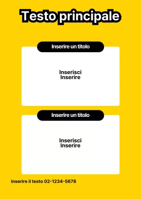 Un semplice volantino con testo e forme gialle e nere