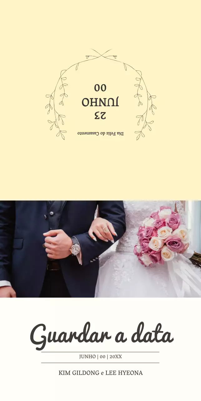 Um convite de casamento quente e luxuoso em amarelo