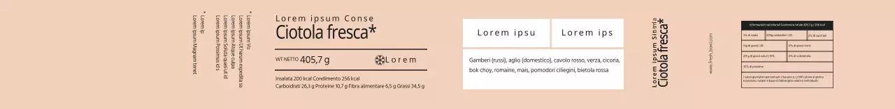 Etichette beige per confezioni di insalata ordinate