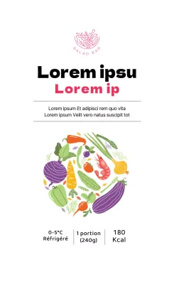 Étiquette alimentaire illustrée rose pour salade