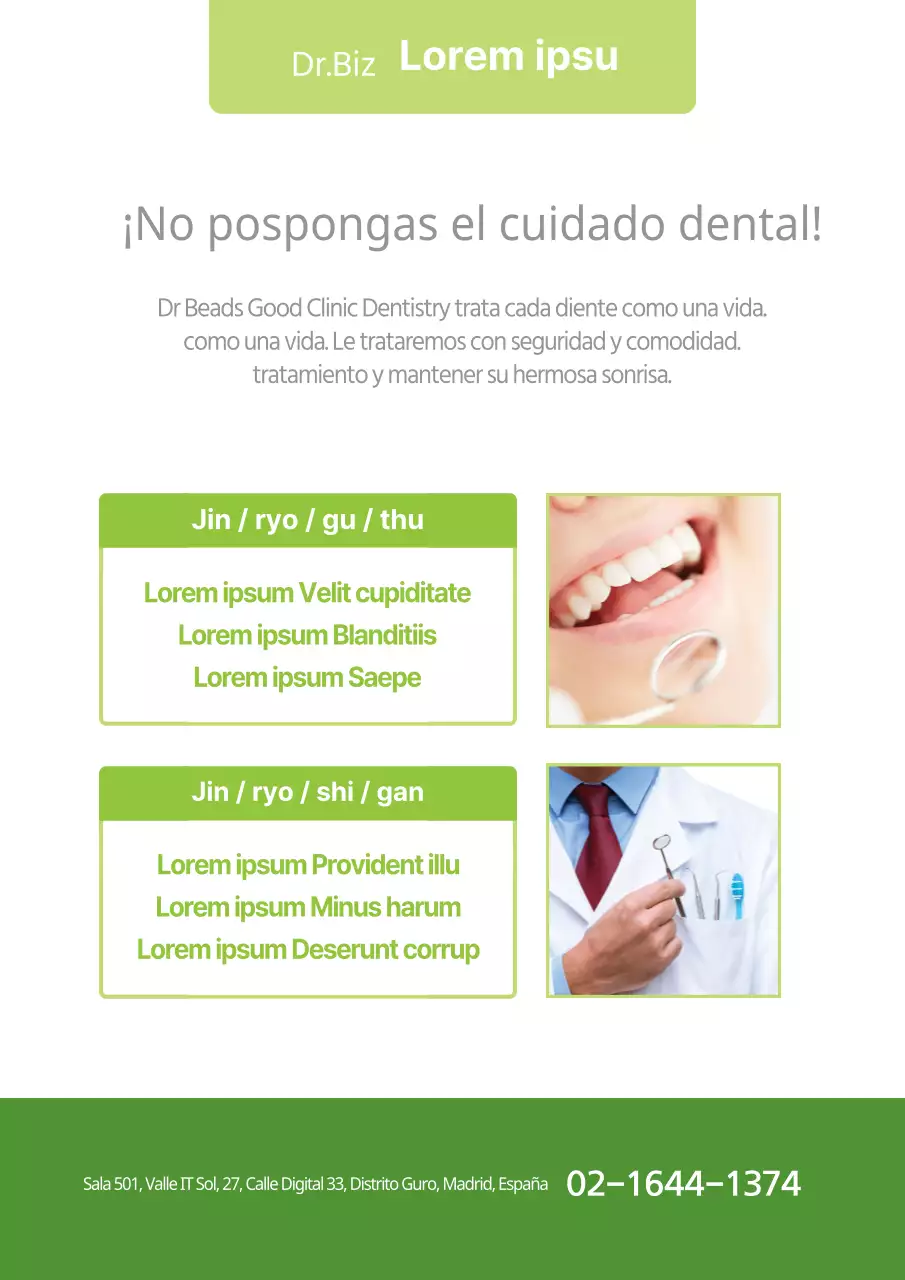 Ubicación y horario de los dentistas con fotos en verde