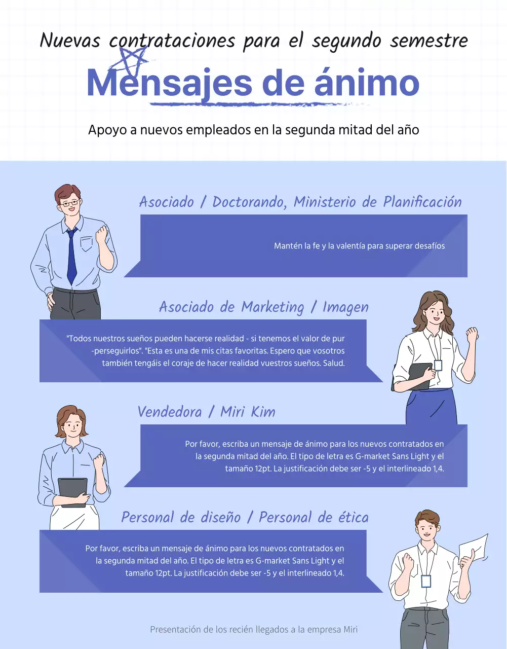 Una página de presentación limpia y en tonos azules