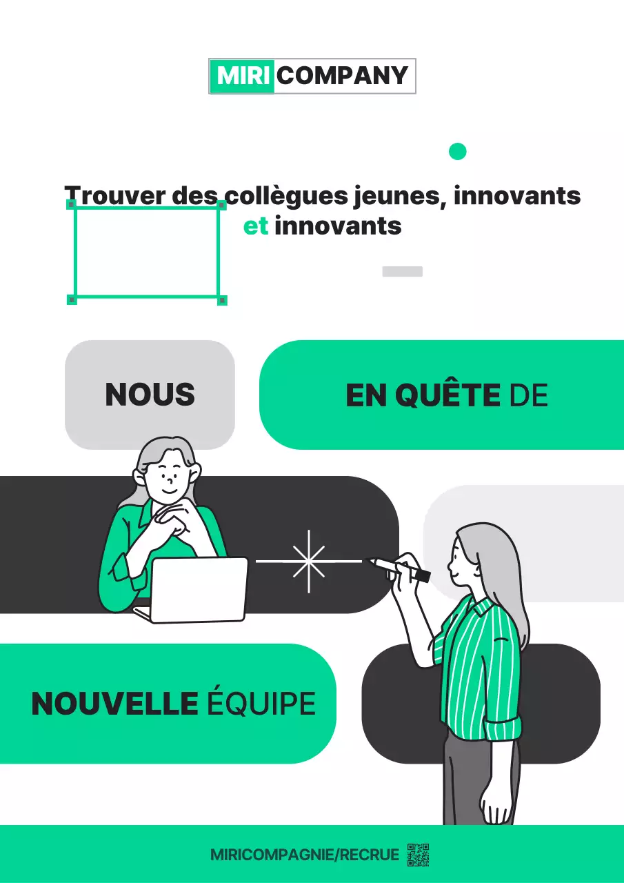 Faites la promotion de vos offres d'emploi avec un style d'illustration tendance en vert et gris.