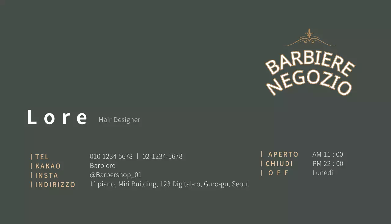 Biglietto da visita vintage verde per barbiere