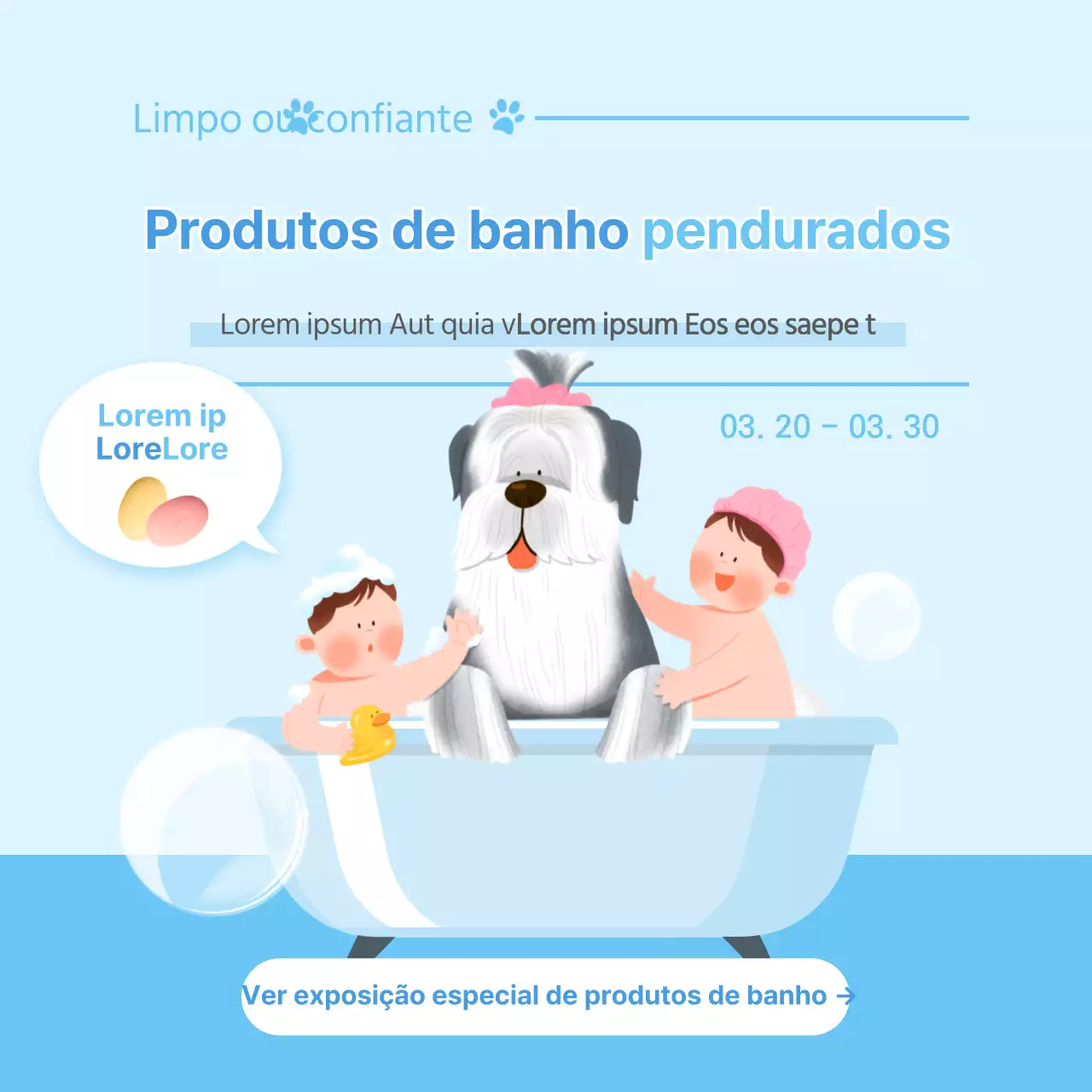 produtos de banho para animais de estimação azul claro Redes sociais