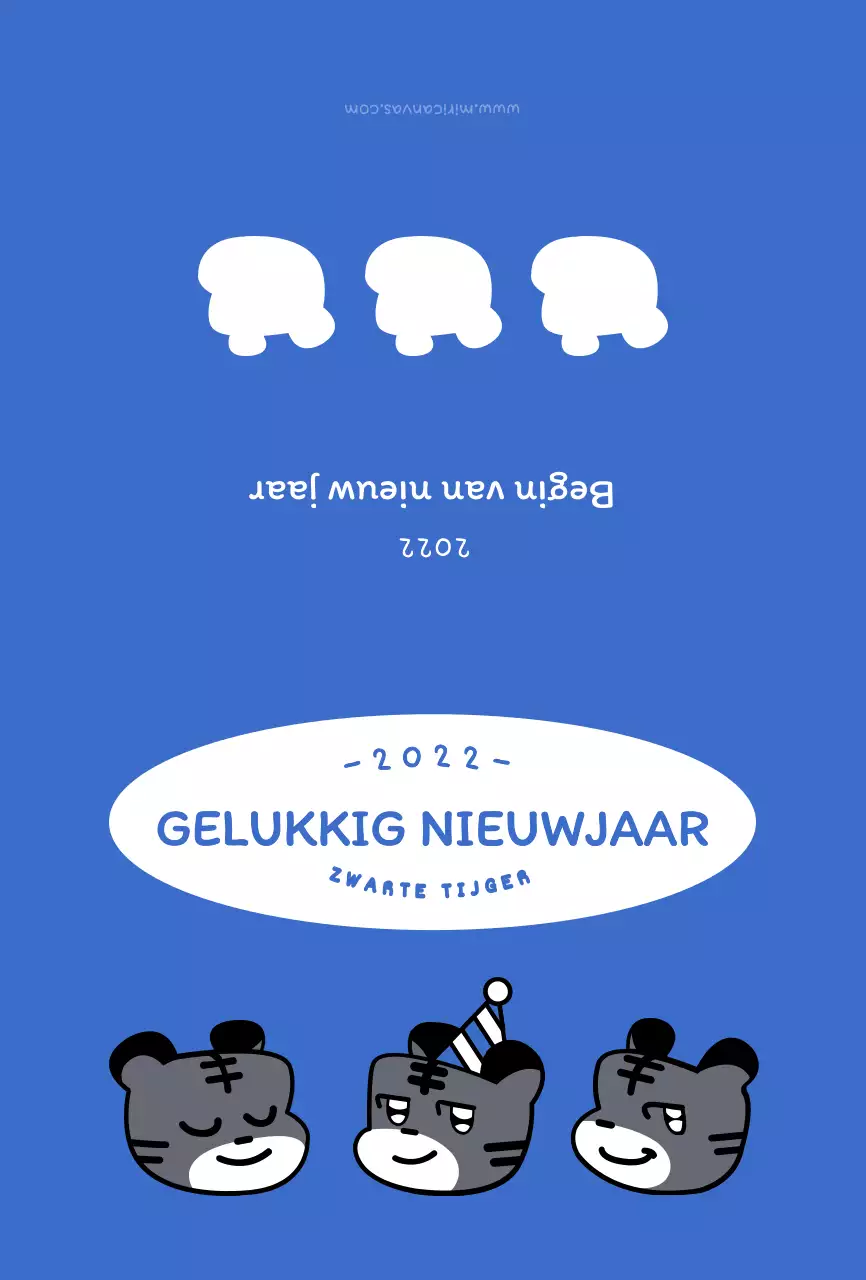 Blauw en wit ronde schattige tijger illustratie concept nieuwjaar