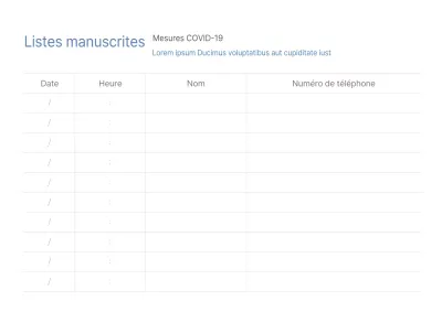 Liste manuscrite de concept simple corona noir et bleu marine