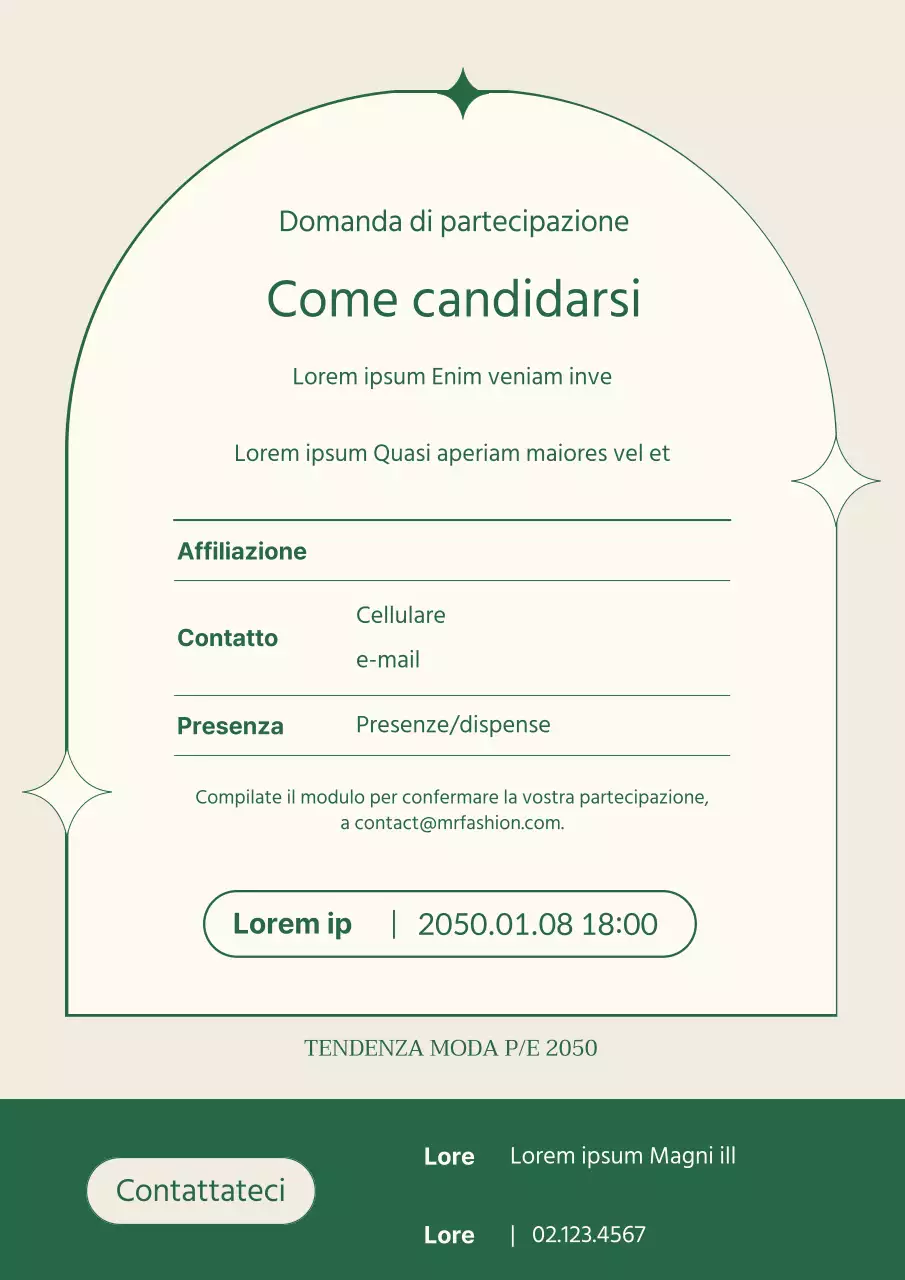 Un passo di moda pulito in verde e beige