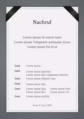 Monotone ruhige Todesanzeige