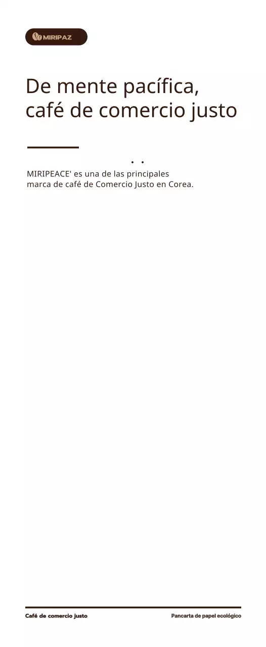 Información sobre el café Fairtrade en el estante, de color marrón y con texto sencillo