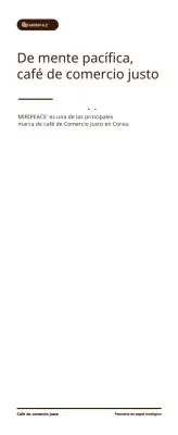 Información sobre el café Fairtrade en el estante, de color marrón y con texto sencillo