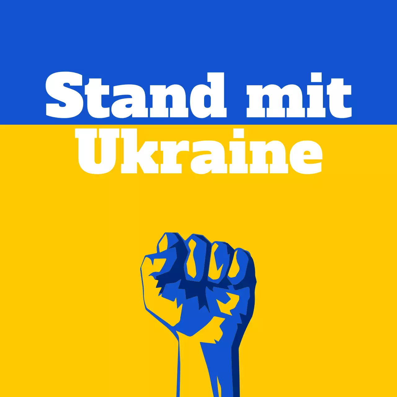 Slogan gegen den Krieg in der Ukraine in blau und gelb