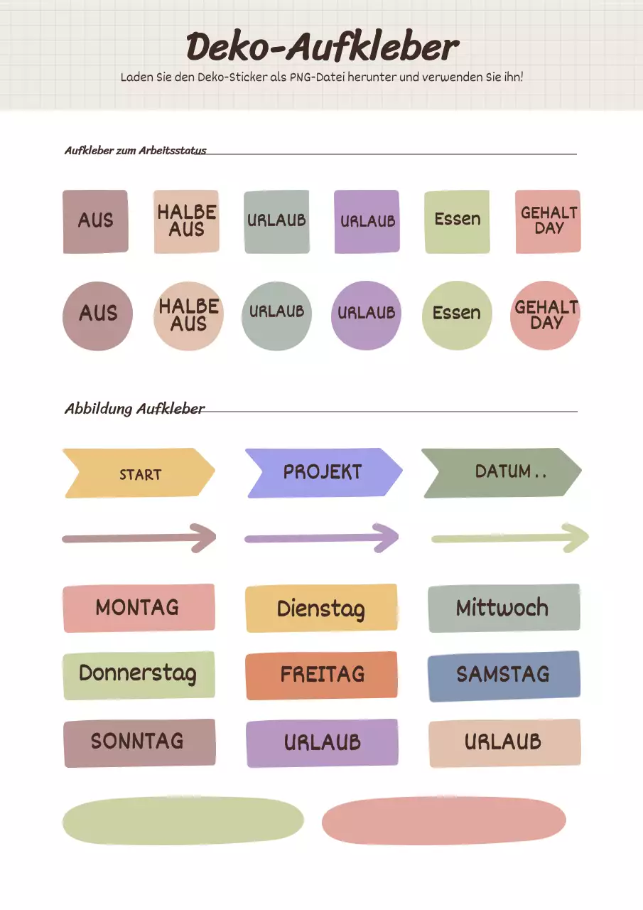 Niedliche konzeptionelle GoodNote Deko-Aufkleber