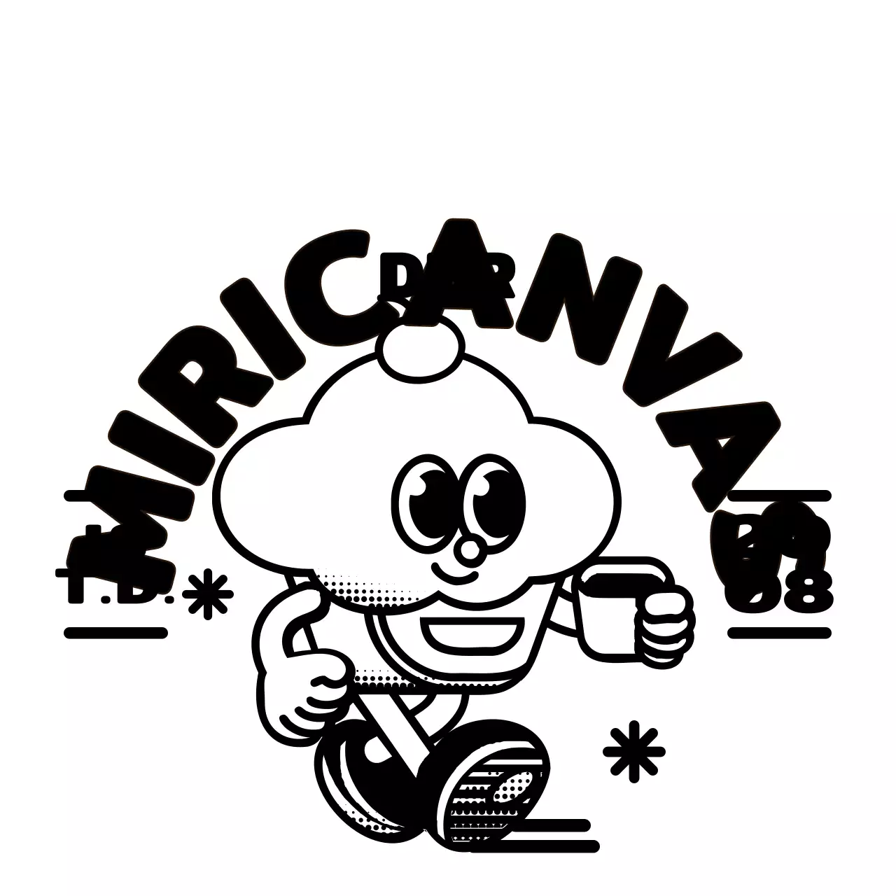 Schattig en hip cupcake karakter en tekst combinatie logo-stijl voor cafe promotie en merchandise.