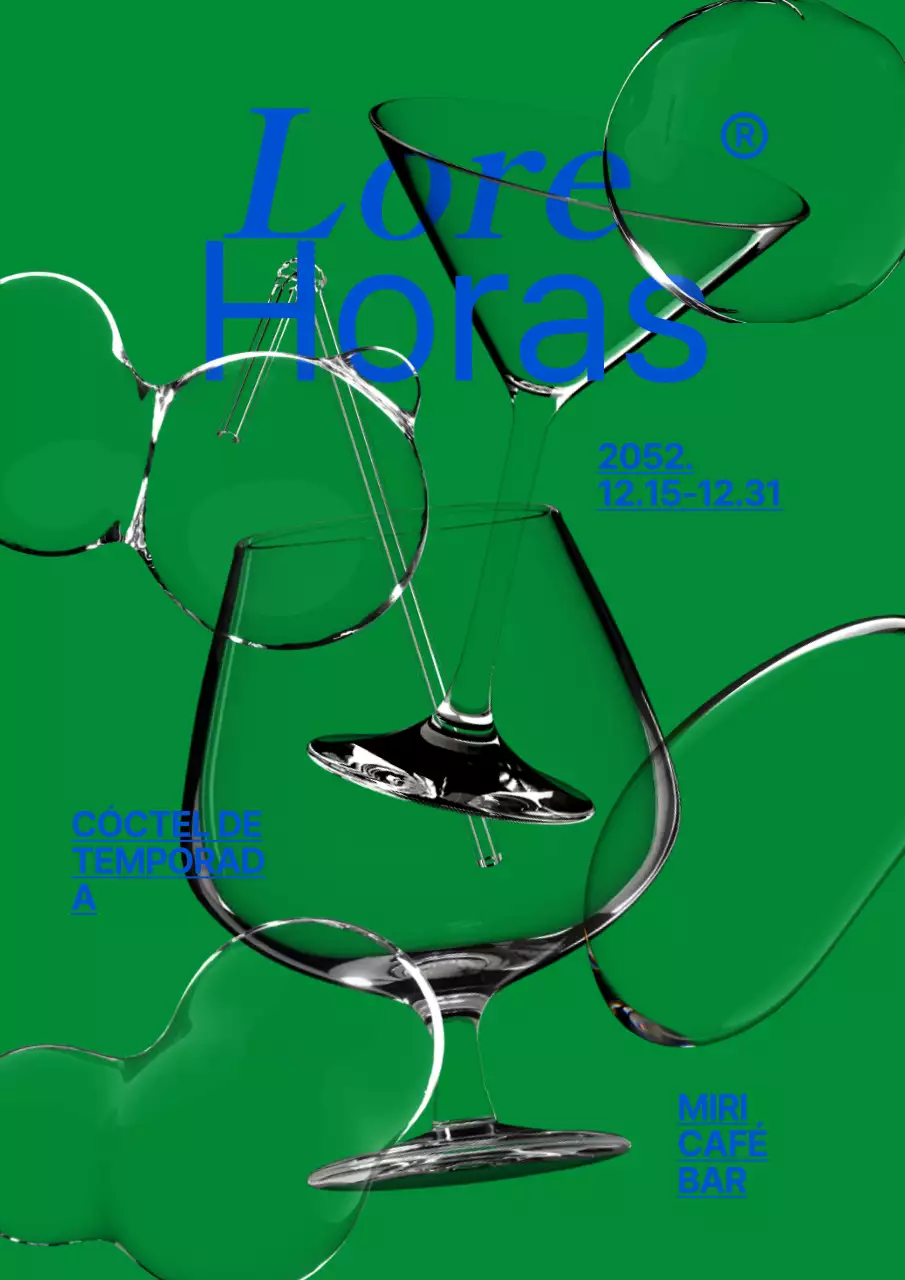 Menú del bar cafetería en verde y azul