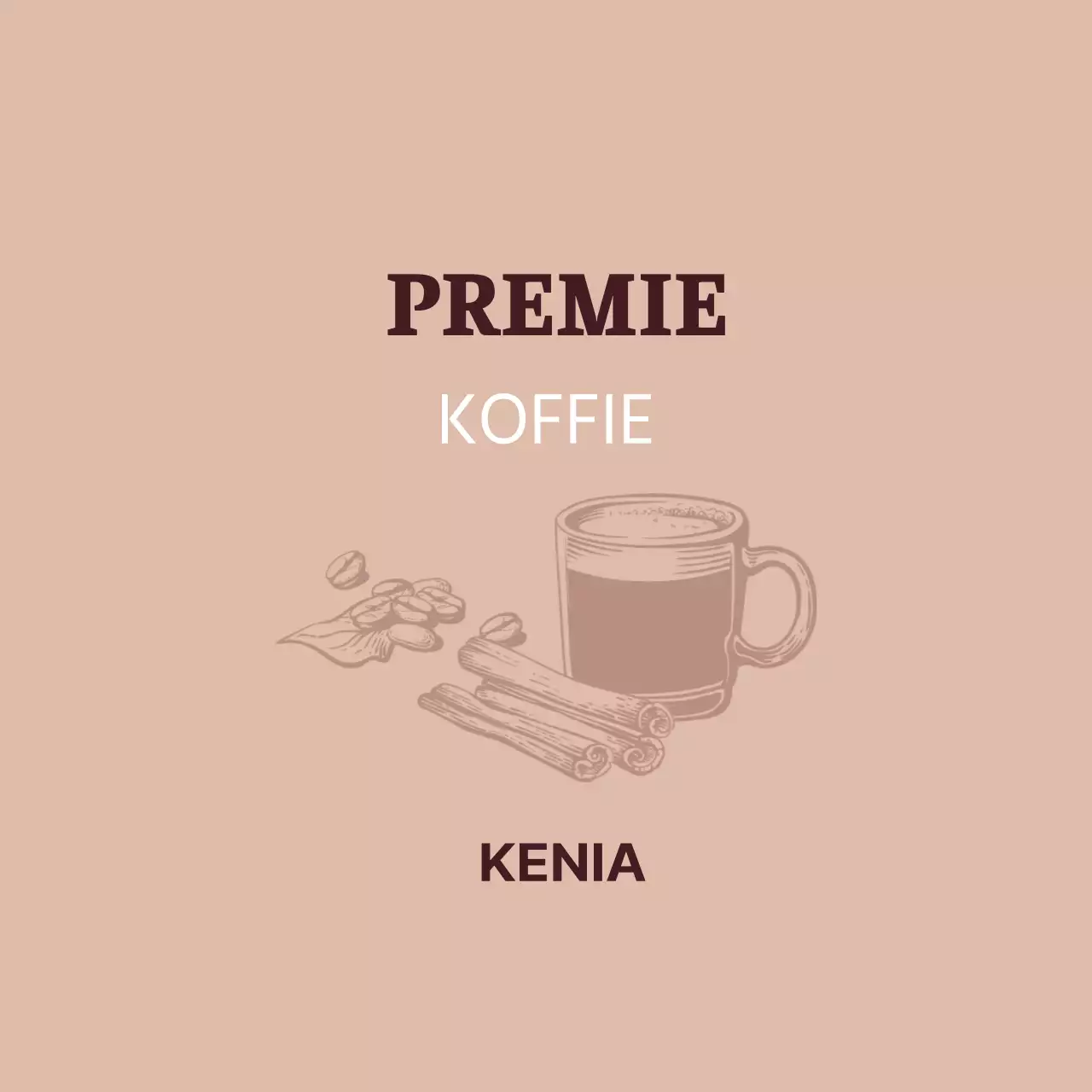 Vintage koffie café etiket met roze illustratie