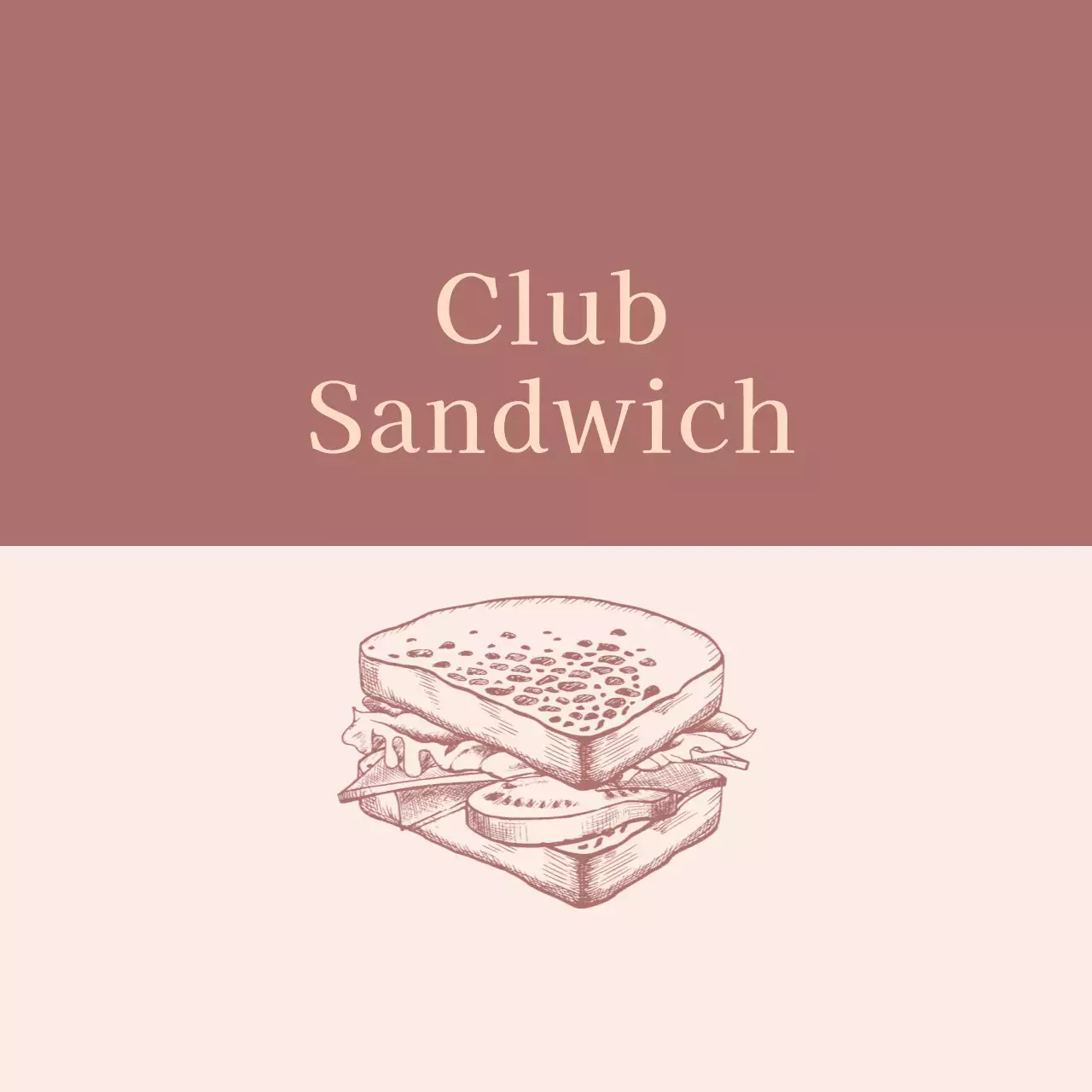 Illustration rose d'une étiquette de sandwich alimentaire vintage