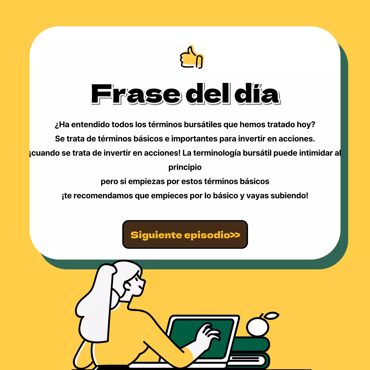 Términos bursátiles en amarillo Tarjeta Finanzas ValoresNoticias
