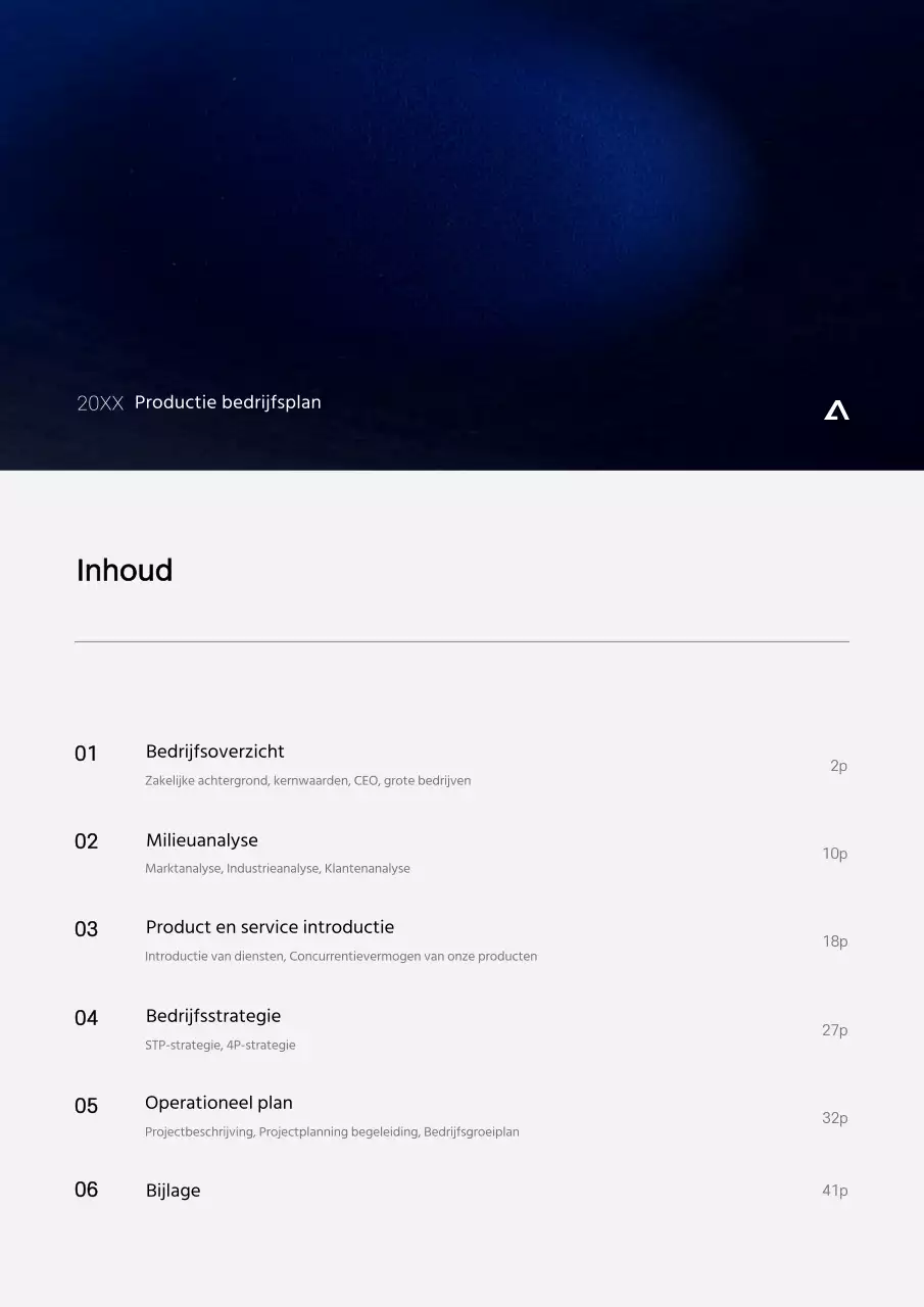 Zwart en blauw kleurverloop concept productie business plan