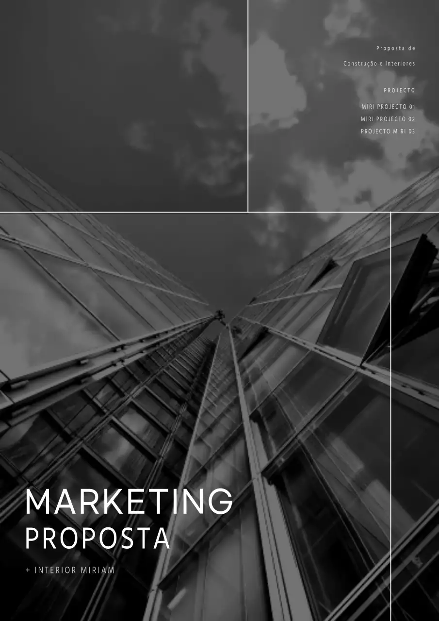 Proposta de marketing empresarial com um conceito simples a branco e preto