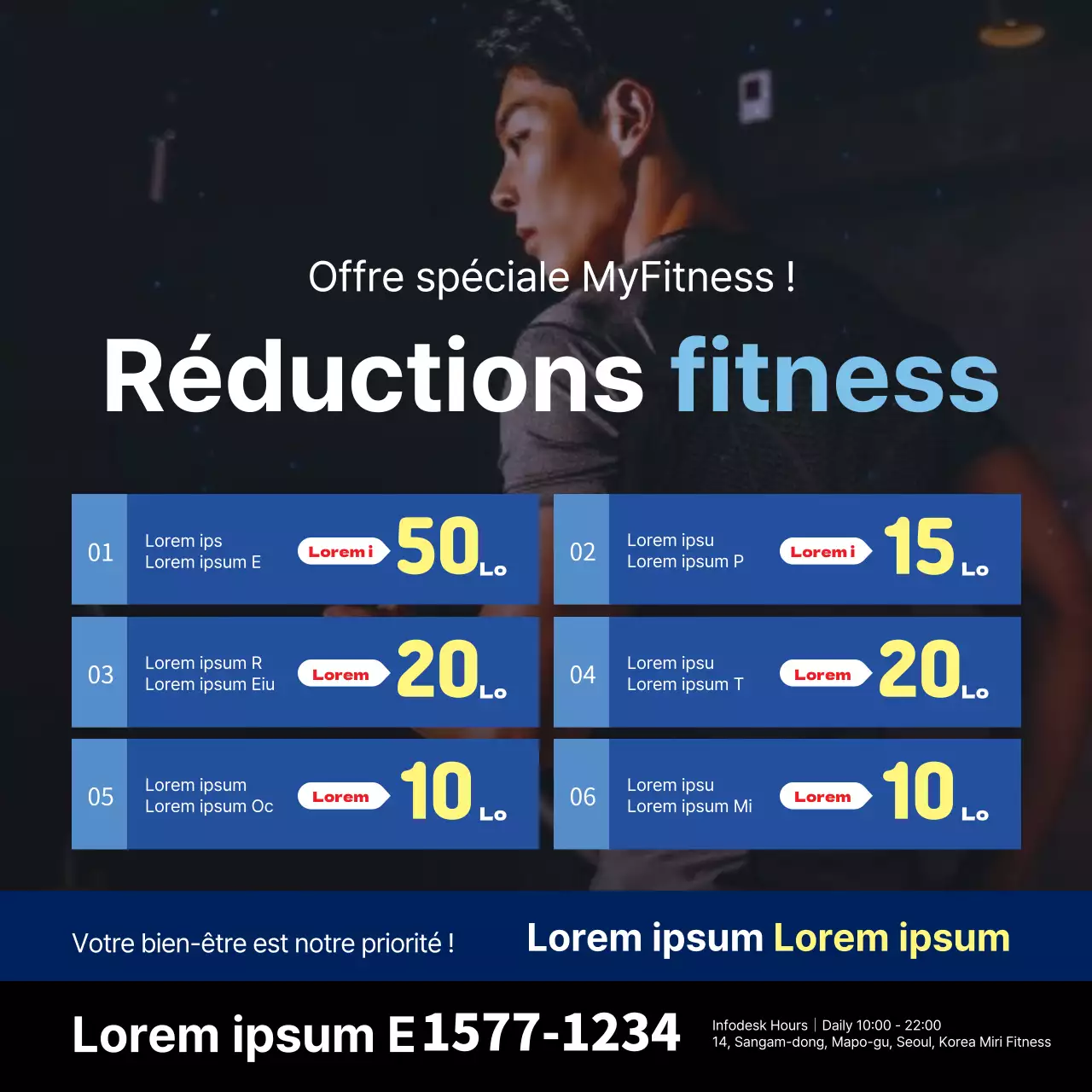 Bannière bleue, boxy gym fitness banner