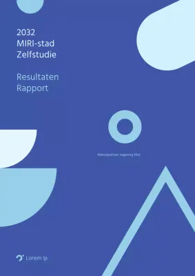 Rapportomslag met eenvoudige vormen in blauwe tinten