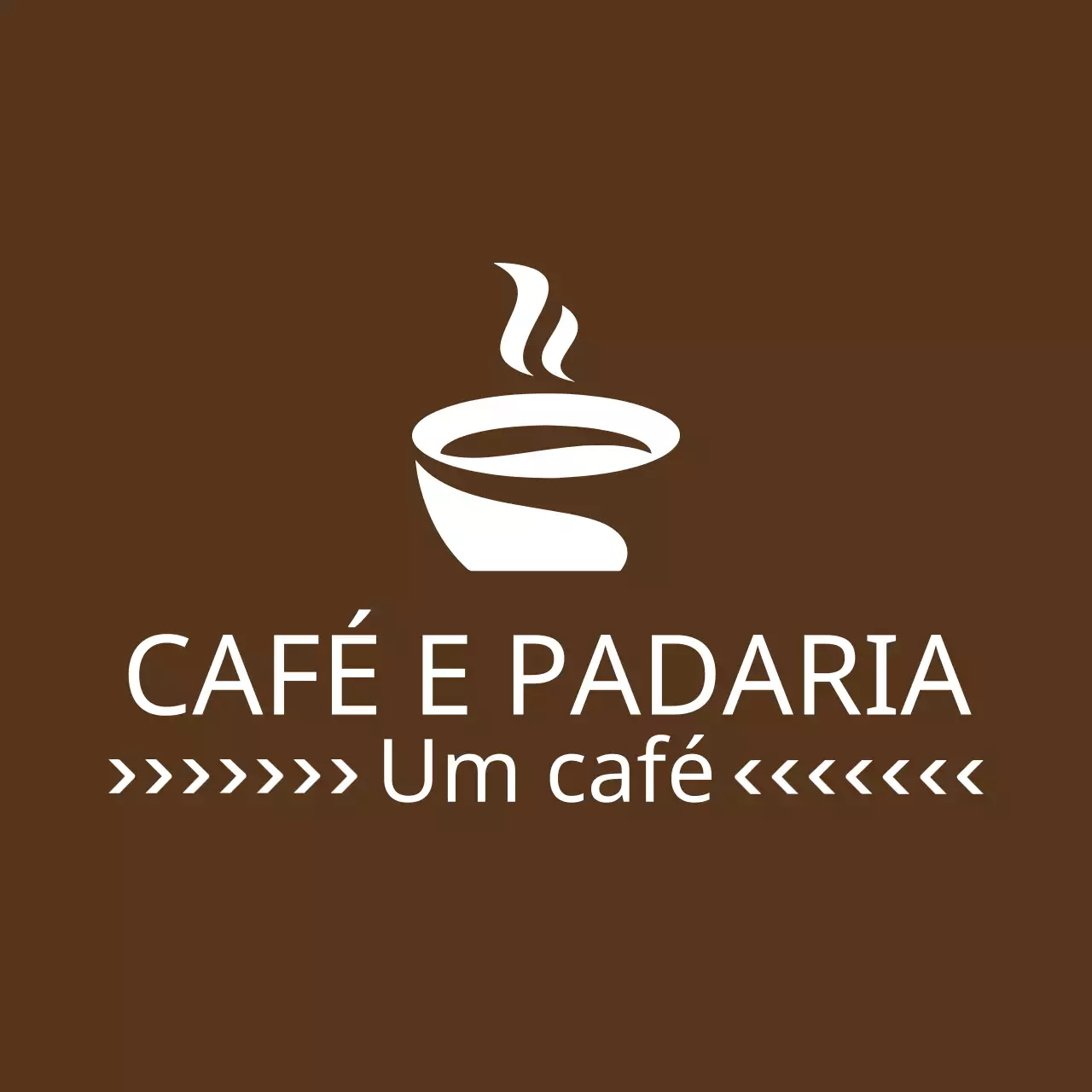 Crie um avental com logótipo com o nome do seu café em castanho e um logótipo com ilustração de uma chávena de café.