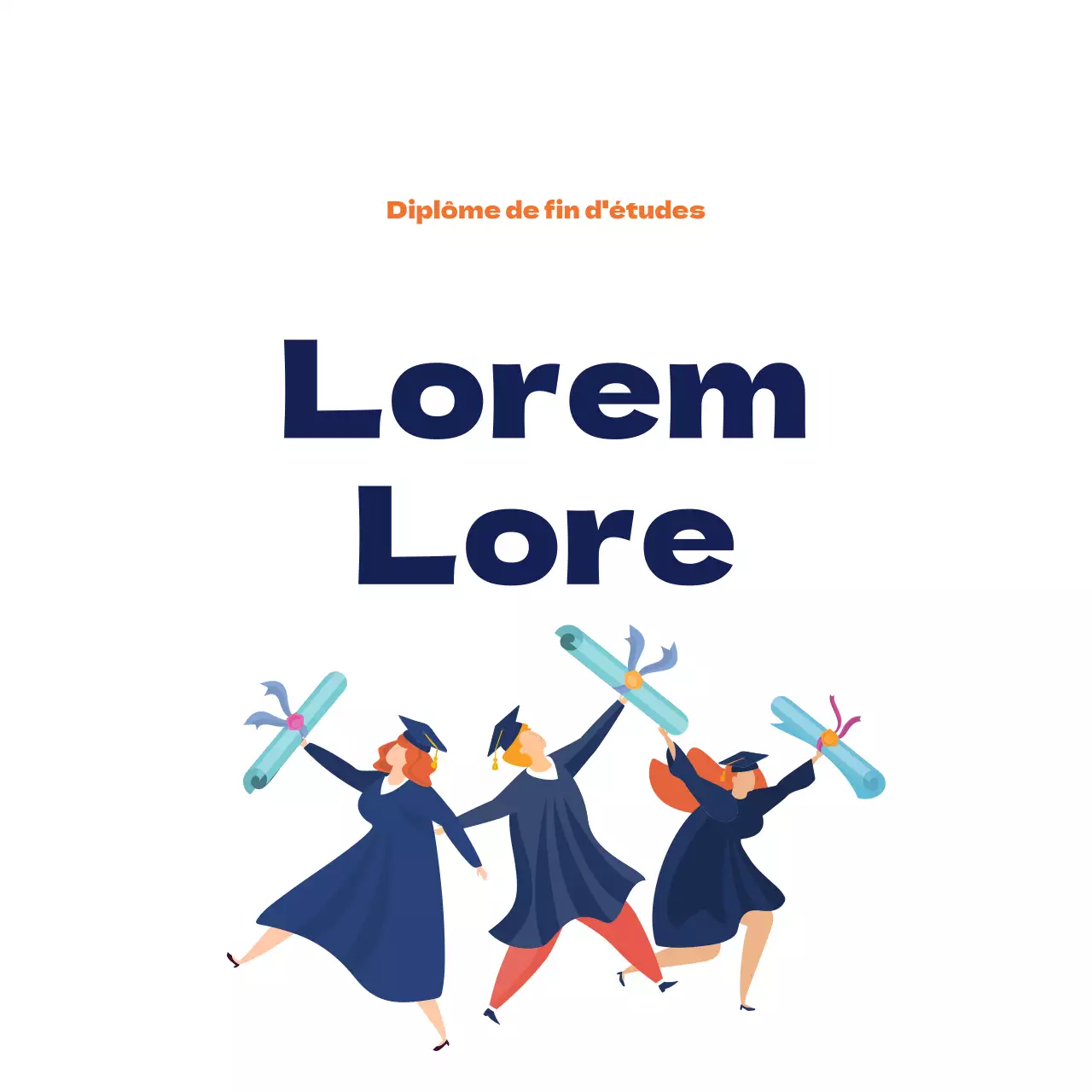 Étiquette simple de fin d'études avec illustration blanche